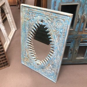 k82 8257 indian furniture carved small blue mirror right