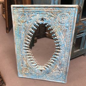 k82 8257 indian furniture carved small blue mirror front