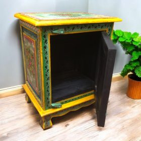 kh28 140 green right indian furniture painted bedside tables open