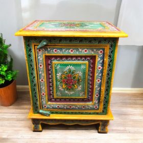 kh28 140 green right indian furniture painted bedside tables front