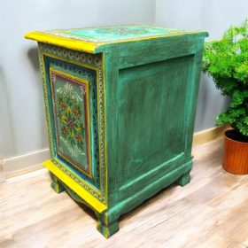 kh28 140 green right indian furniture painted bedside table back
