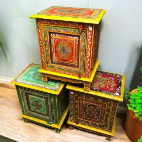 kh28 140 indian furniture painted bedside tables nightstand