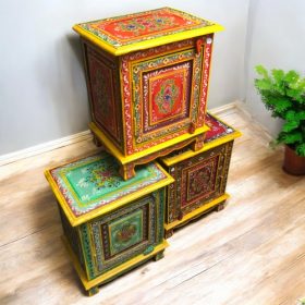 kh28 140 indian furniture painted bedside tables side