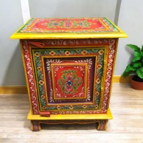 kh28 140 orange right indian furniture painted bedside tables front