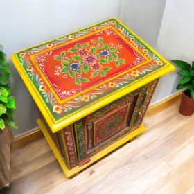 kh28 140 orange right indian furniture painted bedside tables top