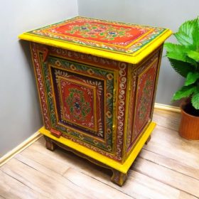 kh28 140 orange right indian furniture painted bedside tables night stand