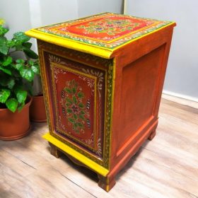 kh28 140 orange right indian furniture painted bedside tables back