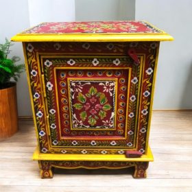 kh28 140 red left indian furniture painted bedside tables front
