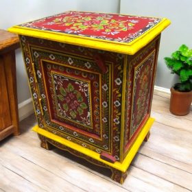 kh28 140 red left indian furniture painted bedside tables right