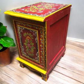 kh28 140 red left indian furniture painted bedside tables back