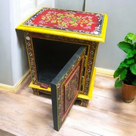kh28 140 red right indian furniture painted bedside tables open