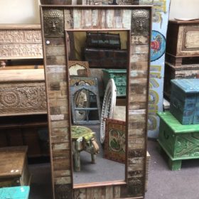 kh28-142 indian furniture full length buddha mirror front