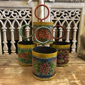 kh28 146 indian accessory gift small colourful iron pots main painted