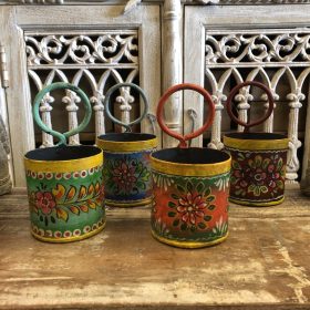 kh28 146 indian accessory gift small colourful iron pots main