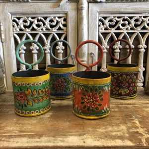 kh28 146 indian accessory gift small colourful iron pots main