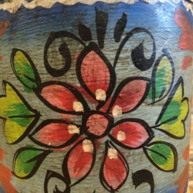 kh28 146 indian accessory gift small colourful iron pots blue artwork