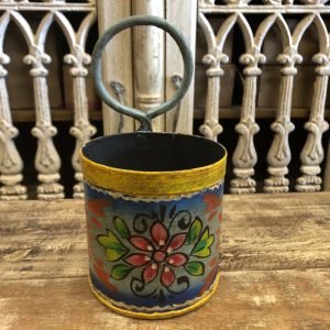 kh28 146 indian accessory gift small colourful iron pots blue main