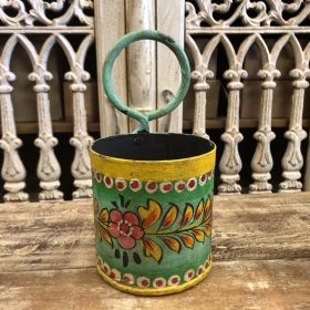 kh28 146 indian accessory gift small colourful iron pots green main