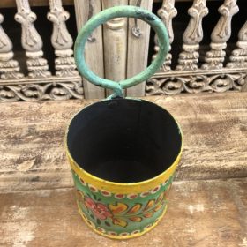 kh28 146 indian accessory gift small colourful iron pots green hand container