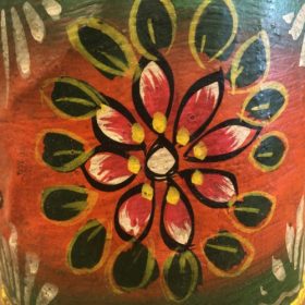 kh28 146 indian accessory gift small colourful iron pots orange artwork