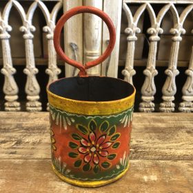 kh28 146 indian accessory gift small colourful iron pots orange main