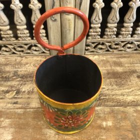 kh28 146 indian accessory gift small colourful iron pots orange container
