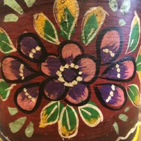 kh28 146 indian accessory gift small colourful iron pots red artwork