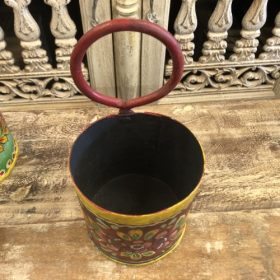 kh28 146 indian accessory gift small colourful iron pots red container