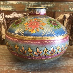 kh28 170 indian furniture hand painted water pots blue front