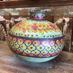 kh28 170 indian furniture hand painted water pots green front