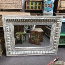 kh28 197 indian furniture whitewashed spindle mirror landscape