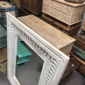 kh28 197 indian furniture whitewashed spindle mirror above