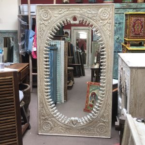 kh28 198 indian furniture 'oval' mango wood mirror main