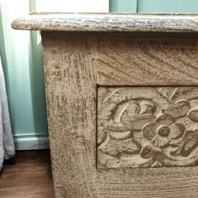 kh28 211 indian furniture one drawer bedside cabinet left carved
