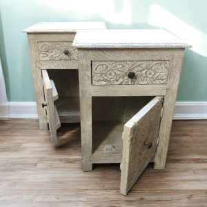 kh28 211 indian furniture one drawer bedside cabinet pair