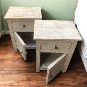 kh28 212 indian furniture one drawer bedside cabinet pair
