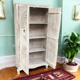 kh28 221 indian furniture 'tree of life' cabinet open