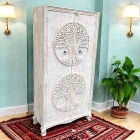kh28 221 indian furniture 'tree of life' cabinet left