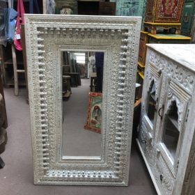 kh28 222 white indian furniture stunning carved mirror portrait
