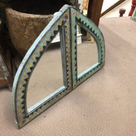 kh28 230 indian furniture hand painted arch mirror blue