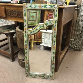kh28 231 indian furniture hand painted slim mirror blue