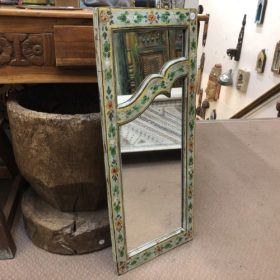 kh28 231 indian furniture hand painted slim mirror floral