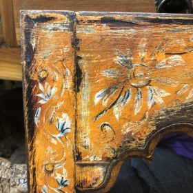 kh28 233 a indian furniture orange painted mirror artwork