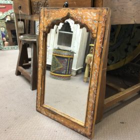 kh28 233 a indian furniture orange painted mirror handpainted