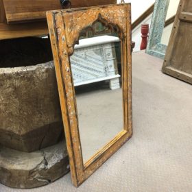 kh28 233 a indian furniture orange painted mirror rustic