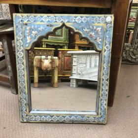 kh28 233 b indian furniture pale blue painted mirror floral