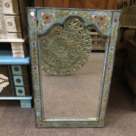 kh28 234 indian furniture blue framed mirror floral