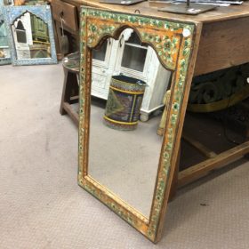kh28 236 indian furniture orange and green mirror floral