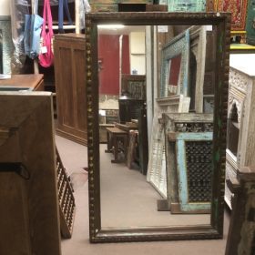 kh28 61 indian furniture natural wooden mirror portrait