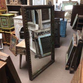 kh28 61 indian furniture natural wooden mirror side